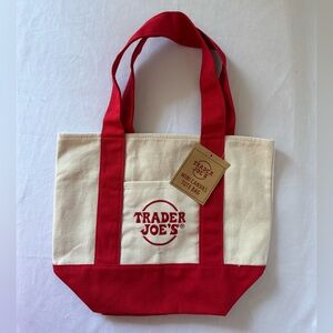 Trader Joes Mini Red Canvas Tote Bag
